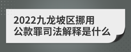 2022九龙坡区挪用公款罪司法解释是什么