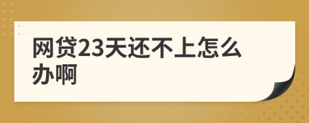 网贷23天还不上怎么办啊