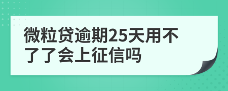 微粒贷逾期25天用不了了会上征信吗