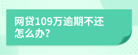 网贷109万逾期不还怎么办？