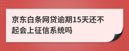 京东白条网贷逾期15天还不起会上征信系统吗