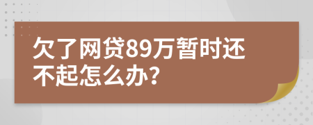 欠了网贷89万暂时还不起怎么办？