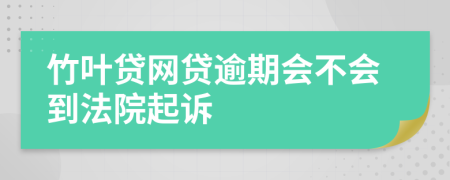 竹叶贷网贷逾期会不会到法院起诉