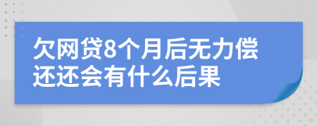 欠网贷8个月后无力偿还还会有什么后果