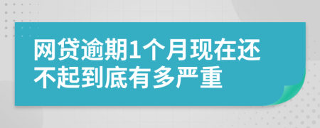 网贷逾期1个月现在还不起到底有多严重