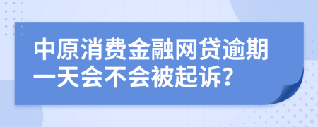 中原消费金融网贷逾期一天会不会被起诉？