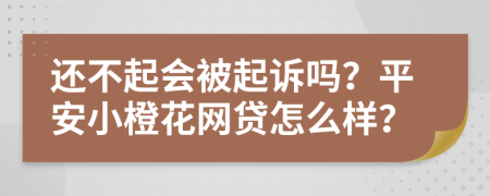 还不起会被起诉吗？平安小橙花网贷怎么样？