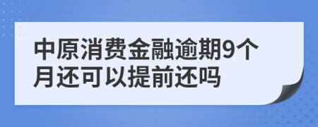 中原消费金融逾期9个月还可以提前还吗