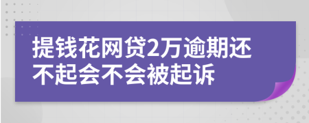 提钱花网贷2万逾期还不起会不会被起诉