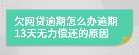 欠网贷逾期怎么办逾期13天无力偿还的原因