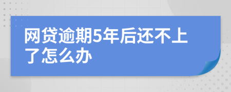 网贷逾期5年后还不上了怎么办