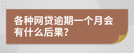 各种网贷逾期一个月会有什么后果？