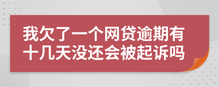 我欠了一个网贷逾期有十几天没还会被起诉吗