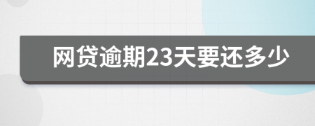 网贷逾期23天要还多少