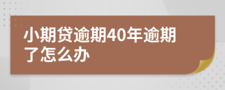 小期贷逾期40年逾期了怎么办