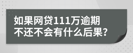 如果网贷111万逾期不还不会有什么后果？