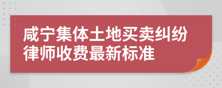 咸宁集体土地买卖纠纷律师收费最新标准