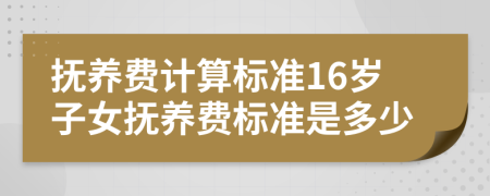 抚养费计算标准16岁子女抚养费标准是多少