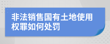 非法销售国有土地使用权罪如何处罚