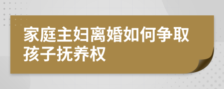 家庭主妇离婚如何争取孩子抚养权