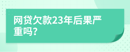 网贷欠款23年后果严重吗？