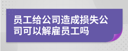 员工给公司造成损失公司可以解雇员工吗