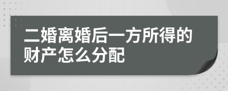 二婚离婚后一方所得的财产怎么分配