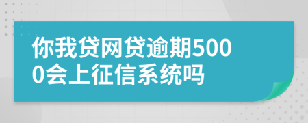 你我贷网贷逾期5000会上征信系统吗