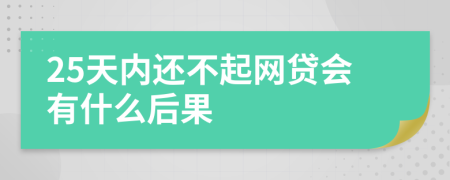 25天内还不起网贷会有什么后果