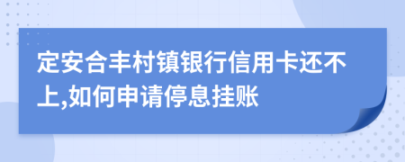 定安合丰村镇银行信用卡还不上,如何申请停息挂账