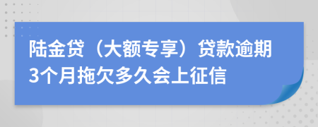 陆金贷（大额专享）贷款逾期3个月拖欠多久会上征信