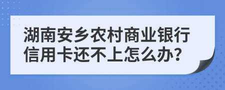 湖南安乡农村商业银行信用卡还不上怎么办？