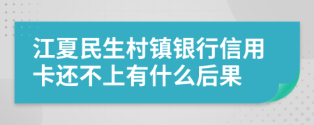 江夏民生村镇银行信用卡还不上有什么后果