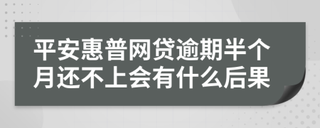 平安惠普网贷逾期半个月还不上会有什么后果