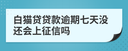 白猫贷贷款逾期七天没还会上征信吗