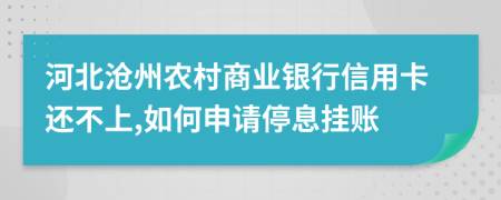 河北沧州农村商业银行信用卡还不上,如何申请停息挂账