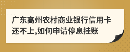 广东高州农村商业银行信用卡还不上,如何申请停息挂账