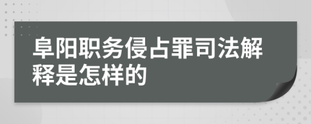 阜阳职务侵占罪司法解释是怎样的