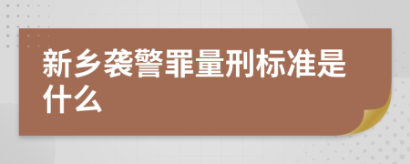 新乡袭警罪量刑标准是什么