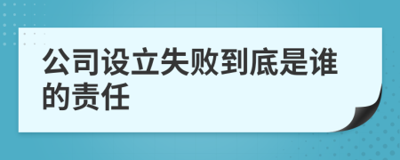 公司设立失败到底是谁的责任