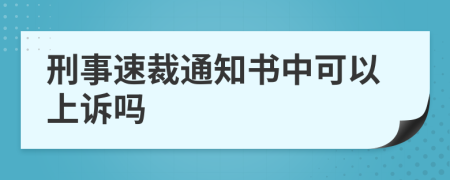 刑事速裁通知书中可以上诉吗