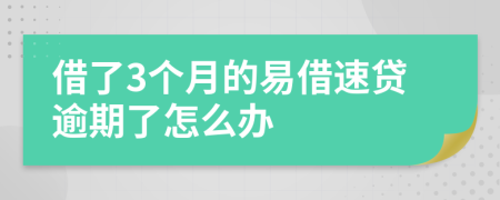 借了3个月的易借速贷逾期了怎么办