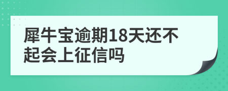 犀牛宝逾期18天还不起会上征信吗