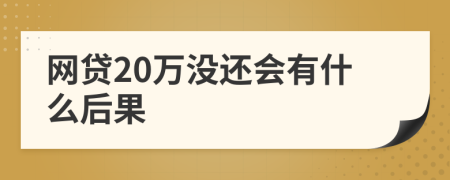 网贷20万没还会有什么后果