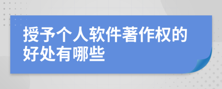 授予个人软件著作权的好处有哪些