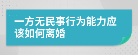 一方无民事行为能力应该如何离婚