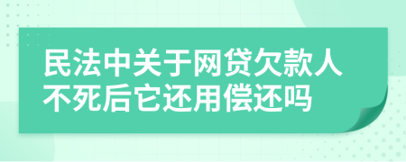 民法中关于网贷欠款人不死后它还用偿还吗