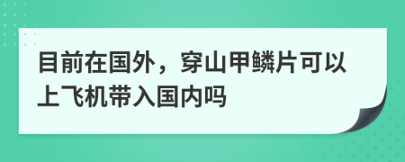 目前在国外，穿山甲鳞片可以上飞机带入国内吗