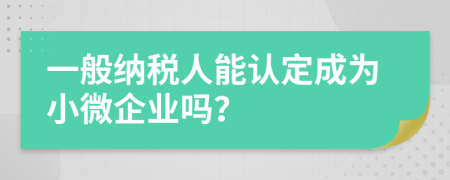 一般纳税人能认定成为小微企业吗？