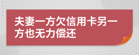 夫妻一方欠信用卡另一方也无力偿还